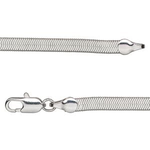 Chain 1pkg1 silver-plated herringbone, 4mm / lobster claw clasp, brass 24 inch