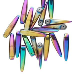 Hemalyke&trade; 1pkg20, electroplated top-drilled point bead 15x3mm