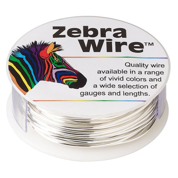 Wire, Zebra Wire&trade;, silver-plated copper, round, 18 gauge. Sold per 1/4-pound spool, approximately 17 yards. image number 0