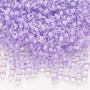 Seed bead, Dyna-Mites&trade;, glass 1pkg40g, #8 round, transparent inside dyed color lilac (213 8/0 RR)