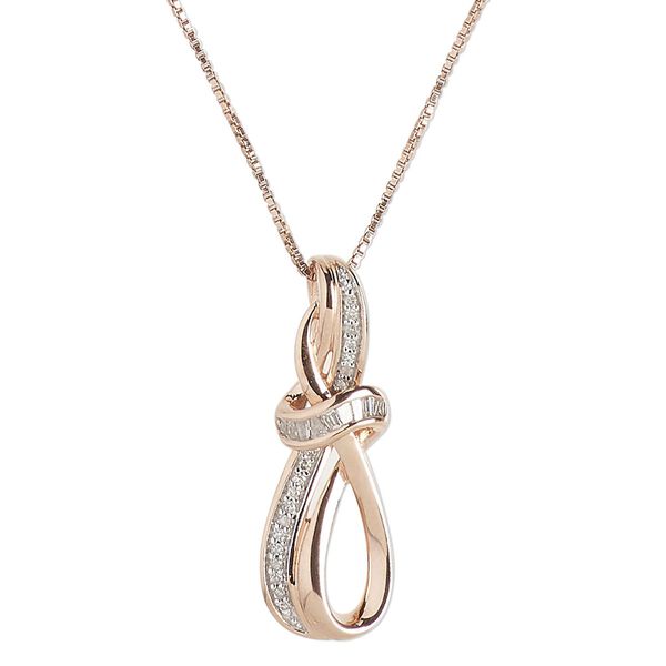Necklace, Create Compliments&reg;, white diamond (natural) and rose gold-finished sterling silver, 24x9mm knotted loop, 18 inches with springring clasp. Sold individually. image number 0