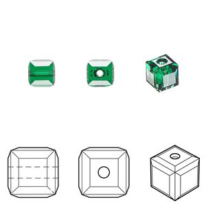 Bead 48pk majestic green, Crystal Passions&reg; 6mm cube 5601