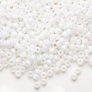 Seed bead, Dyna-Mites&trade;, glass, opaque rainbow white, #8 round. Sold per 40-gram pkg.