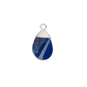 Drop 1pkg1, electroplated sterling silver and lapis lazuli (natural), 13x9mm hand-cut flat faceted twisted teardrop
