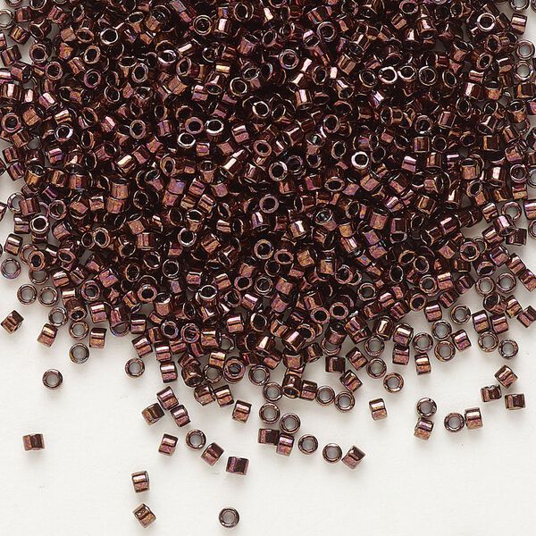 Seed bead, Delica&reg;, glass, pkg/7.5g, #11 round, opaque metallic dark raspberry (DB-0012). image number 0