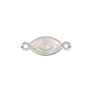 Link, Almost Instant Jewelry&reg;, silver-plated "pewter" (zinc-based alloy), 17x9mm marquise with 15x7mm navette setting. Sold per pkg of 2.