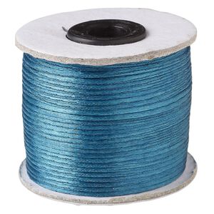 Cord, Satinique&trade;, satin, teal, 1mm. Sold per 200-foot spool.