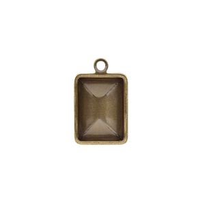 Drop, Almost Instant Jewelry&reg;, antique gold-plated brass, 16.5x12.5mm faceted rectangle with 14x10mm rectangle setting. Sold per pkg of 4.