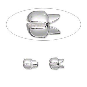 Crimp 1pkg10 silver-plated "pewter", 7x6mm, Bulldog Crimp&trade;