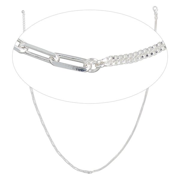 Chain 1pkg1 sterling silver box & cable, 1.1mm / 4.2mm cut / lobster claw clasp, 18 inch image number 0