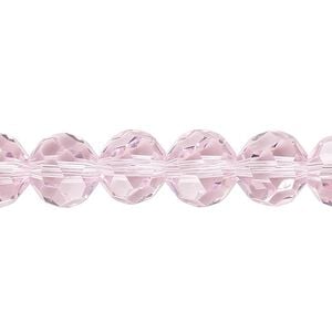 Bead 1pk 32 facets transparent pink, Celestial Crystal&reg; 10mm round 15.5-16 inch