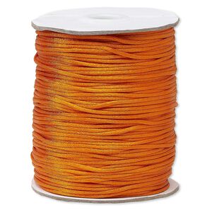 Cord, Satinique&trade;, satin, orange, 1.5mm small. Sold per 400-foot spool.