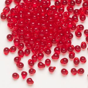 Seed bead, Miyuki, glass, pkg/250g, 4x3.4mm fringe, transparent red, (DP-140).