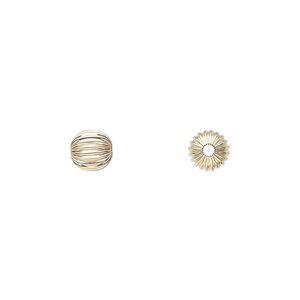 Bead 1pkg10 14Kt gold, 6mm corrugated round