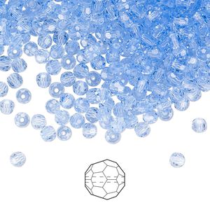 Bead 144pk light sapphire, Preciosa Czech crystal 3mm round