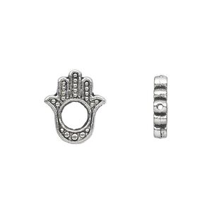 Bead frame 1pkg20 silver-plated "pewter", 15x13mm Fatima hand / fits up to 5mm bead / 2sided, antique