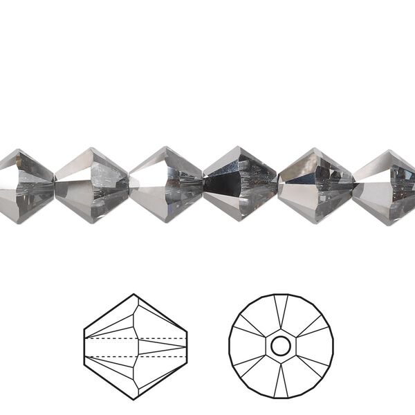 Bead 12pk crystal silver night, Crystal Passions&reg; 8mm bicone 5328 image number 0