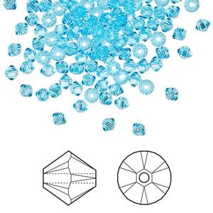 Bead 1440pk aquamarine, Swarovski&reg; 3mm XILION bicone 5328
