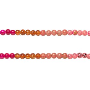 Bead, coated glass, opaque and translucent mixed colors, 6-6.5mm round. Sold per pkg of (2) 7-inch strands, approximately 70 beads.