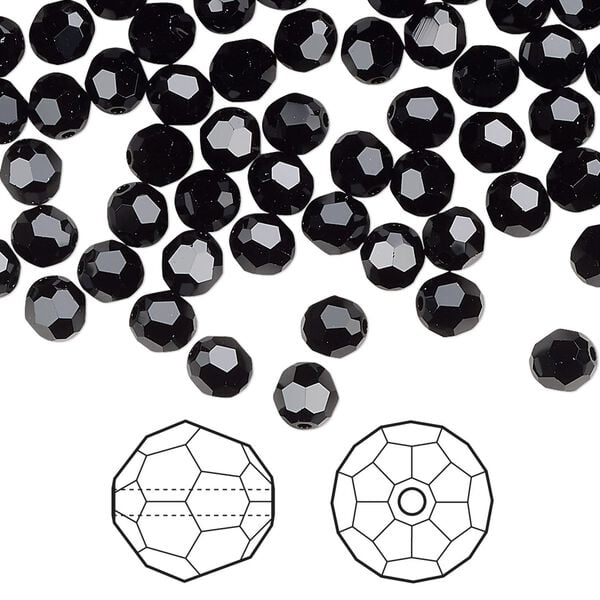 Bead 720pk jet, Swarovski&reg; 5mm round 5000 image number 0