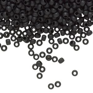 Seed bead, TOHO BEADS&reg;, glass, pkg/50g, #8 round, opaque frosted jet (TR-08-49F).