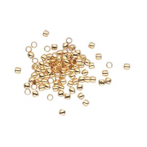 Bead 1pkg500 gold-plated, 2x1.5mm micro round, brass