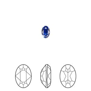 Fancy stone 4pk majestic blue foil back, Crystal Passions&reg; 6x4mm oval 4120