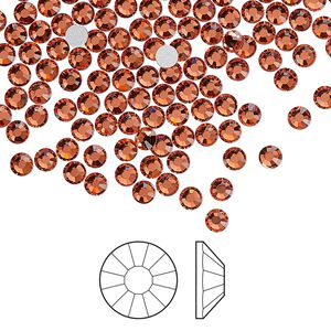 Flat back 144pk padparadscha foil back, Preciosa Viva 12&reg; Czech crystal rhinestone 3-3.2mm chaton rose round SS12