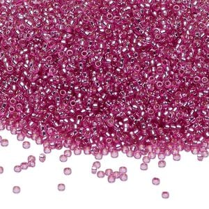 Seed bead, Miyuki 1pkg250g glass, #15 rocaille, Duracoat&reg; transparent silver-lined orchid / outside dyed (RR-4277)