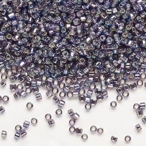 Seed bead, Dyna-Mites&trade;, glass, pkg/1/2kg, #11 round, translucent silver-lined rainbow purple, (71R:SR 11/0 SR). image number 0