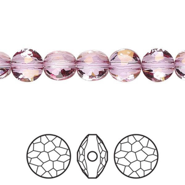 Bead 144pk dark rose, Swarovski&reg; 8mm puffed round 5034 image number 0