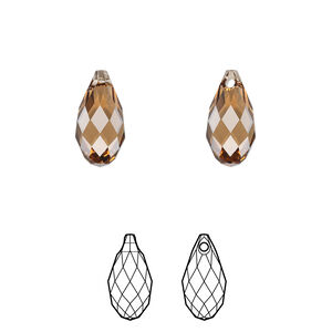 Briolette 1pkg24 light smoked topaz, Crystal Passions&reg; Regenerated 13x6.5mm pendant drop 6010