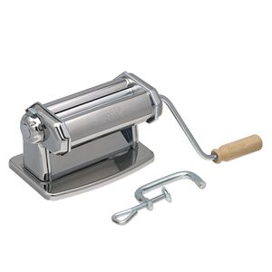 Poly-roller machine, Imperia&reg;, plastic / wood / rubber / nickel- / chrome-plated steel, white and black, 7-1/2 x 5-1/4 x 5 inches with table clamp and 6x4-1/4 inch handle. Sold individually.