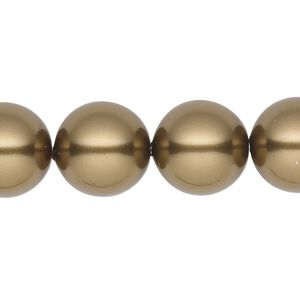 Pearl 10pk antique brass, Crystal Passions&reg; 14mm round 5811
