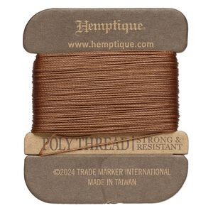 Thread, Hemptique&reg;, polyester, pkg/32 yards, dark brown, 0.45mm 3-ply round.