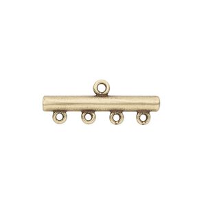End bar 1pkg2 brass, 25x3mm bar / 1sided / 4 loops, antiqued / JBB Findings