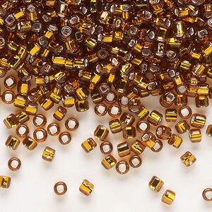 Seed bead, Dyna-Mites&trade;, glass, silver-lined translucent root beer, #8 round with square hole. Sold per 40-gram pkg.