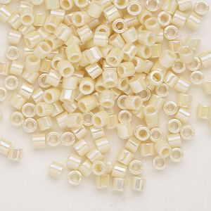 Seed bead, Delica&reg;, glass, pkg/50g, #8 round, opaque rainbow cream (DBL-0157).