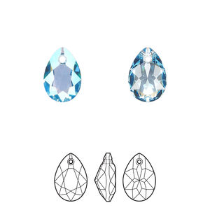 Drop 48pk aquamarine shimmer, Swarovski&reg; 11.5mm pendant pear cut 6433