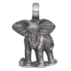 Pendant, "pewter" (zinc-based alloy), 40x27mm single-sided elephant. Sold individually.