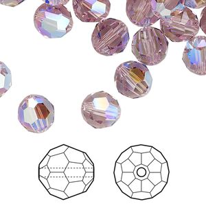 Bead 288pk light amethyst shimmer, Swarovski&reg; 8mm round 5000