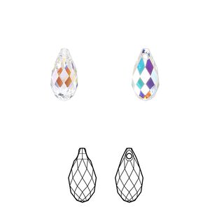 Briolette 24pk crystal AB, Crystal Passions&reg; 11x5.5mm pendant drop 6010