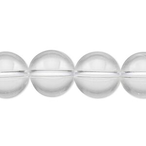 Quartz crystal 1pkg1, round bead natural 8 inch 14mm