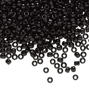 Seed bead, TOHO BEADS&reg;, glass, pkg/50g, #8 round, opaque jet (TR-08-49).