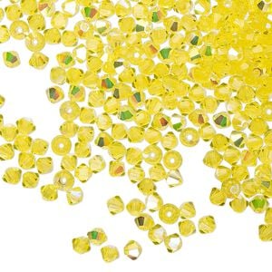 Bead 48pk citrine AB, Preciosa Czech crystal 3mm bicone
