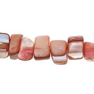 Mother-of-pearl shell 1pkg1, triangle tube bead 15 inch poppy 6x5mm-12x9mm