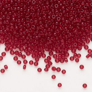 Seed bead, Dyna-Mites&trade;, glass, pkg/1/2kg, #11 round, transparent ruby red, (8 11/0 RR).
