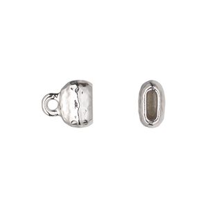 End cap, TierraCast&reg;, "Hammertone" collection, white bronze-plated pewter (tin-based alloy), 10x7mm hammered cap. Sold per pkg of 20.