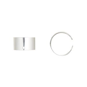 Ear cuff 1pkg2 sterling silver, 6mm / adjustable, 1 pair