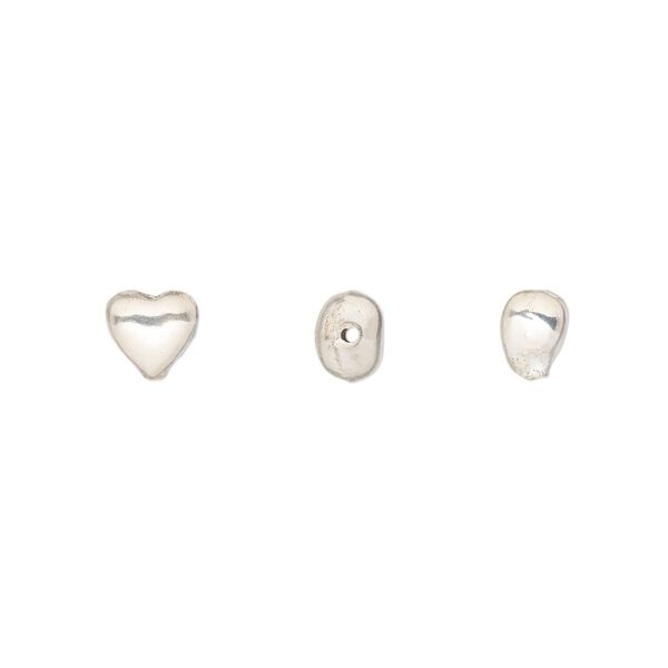 Bead 1pkg30 sterling silver, 6mm heart image number 0
